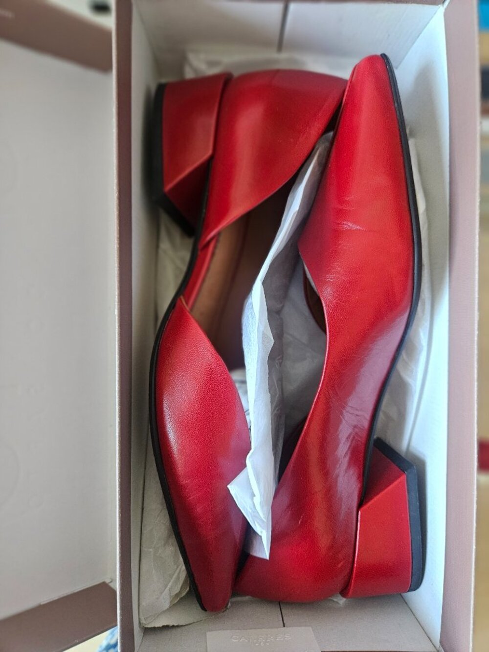 Franco Sarto Red Leather Pointed Toe Block Heel Pumps, Size 7.5 - Picture 12 of 12